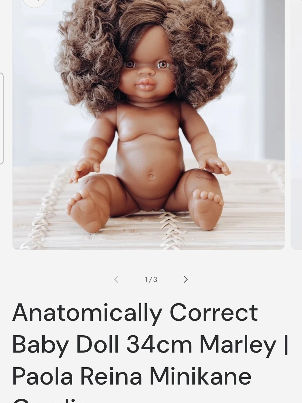 Marley 34cm Anatomically Correct Baby Doll - Brown
